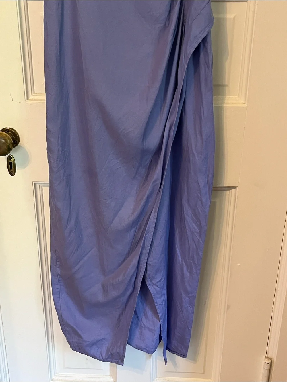& Other Stories Fitted Asymmetric Puff Sleeve Dress. Linen. Square Neck. Midi